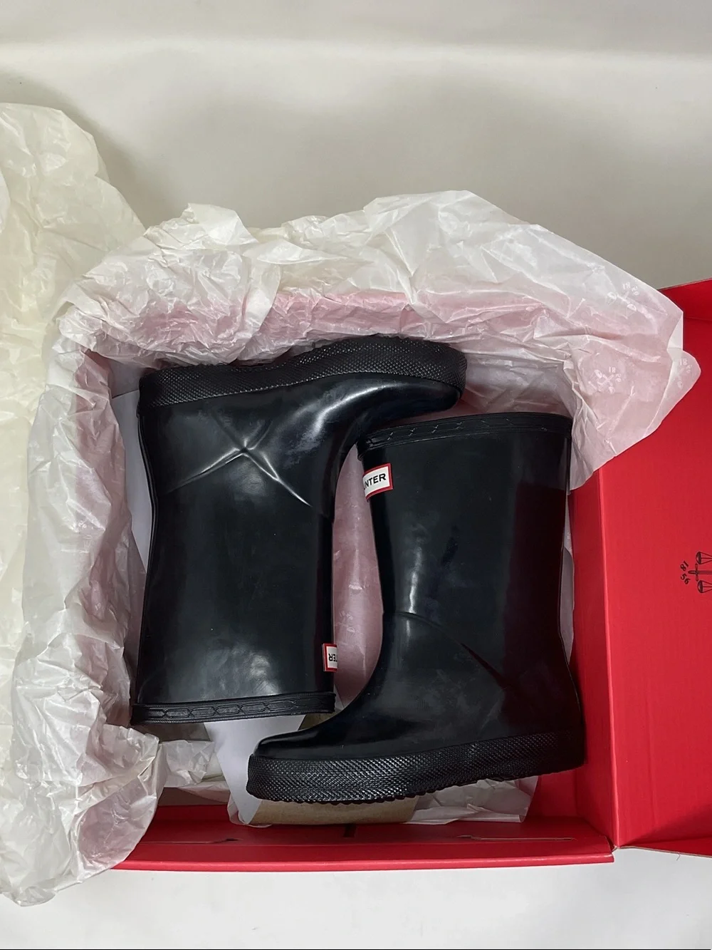 Hunter Kids size 9 US Black Gloss  Rain Boots little boys girls